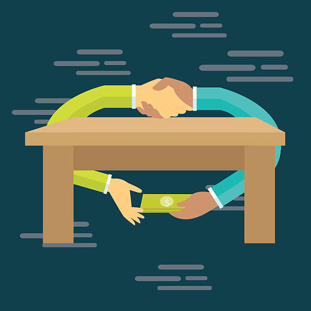 corruption bribe people hand over money under table transaction gratification